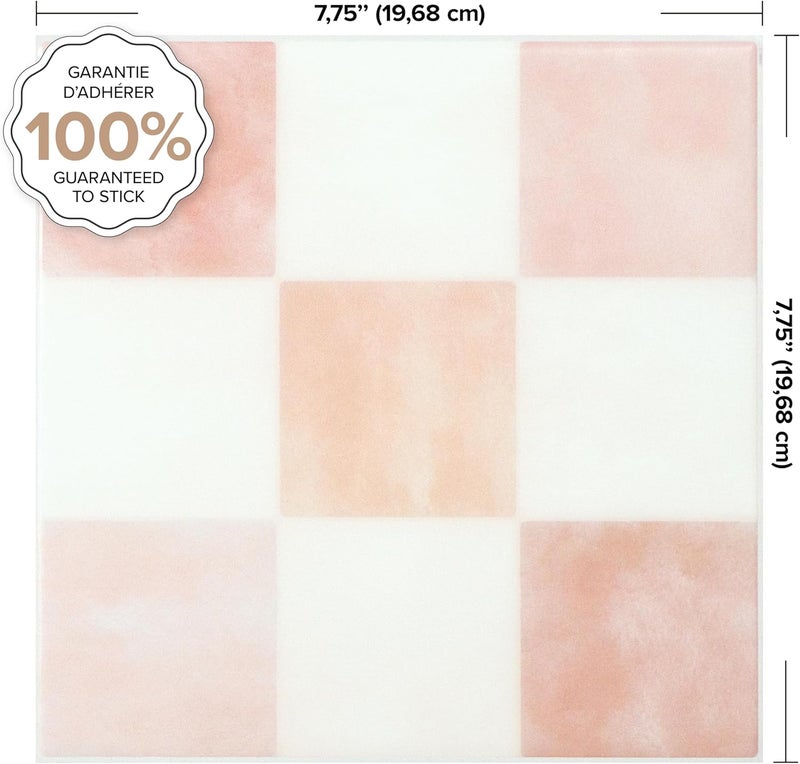 Smart Tiles Peel and Stick Backsplash - 5 Sheets of 7,75'' x 7,75'' - 3D Adhesive Peel and Stick Tile Backsplash for Kitchen, Bathroom, Wall Tile, Checkered - Image 3